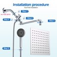 thumbnail image 6 of Scilulu 8"Rain Shower Head with Handheld Spray Combo with 11'' Angle Adjustable Extension Arm/Flow Regulator/Shower System,High Pressure Rainfall Shower Head Clean Bathroom,Chrome, 6 of 9