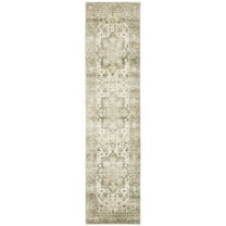 HomeRoots 2' X 8' Tan Ivory Grey And Beige Oriental Power Loom Stain Resistant Runner Rug