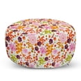 thumbnail image 1 of Spring Pouf Cover with Zipper, Colorful Flowers Roses Daisy Gardening Blossoms Romantic Nature Motif, Soft Decorative Fabric Unstuffed Case, 30" W X 17.3" L, White and Multicolor, by Ambesonne, 1 of 5