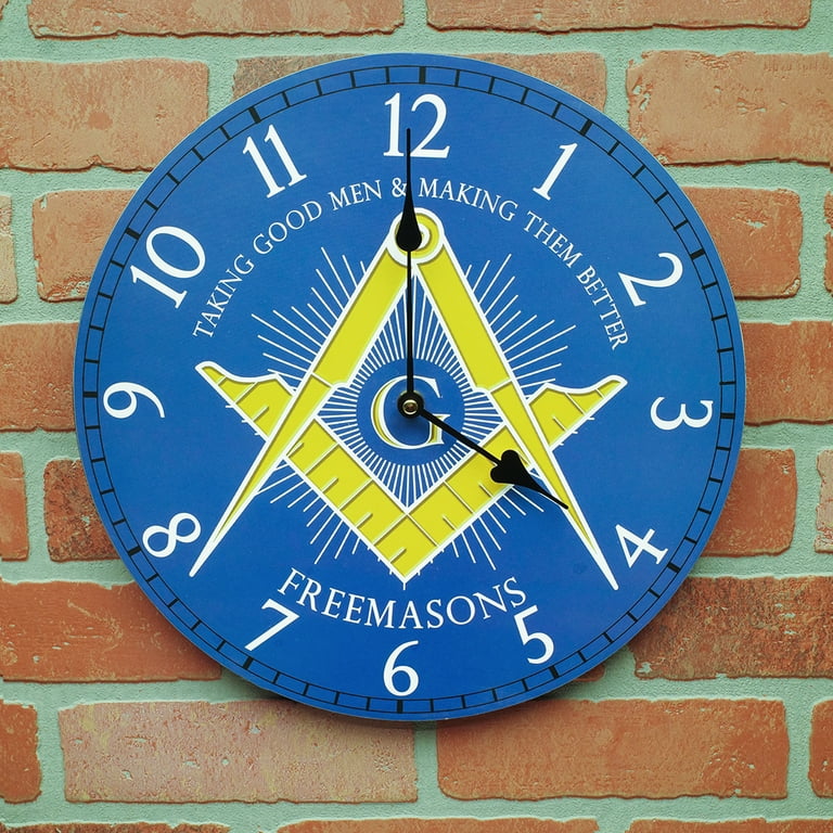 Blue Masonic Lodge Battery Operated Living Room Wall Clock Mason Gift Home Decor Blue Masonic Lodge Battery Operated Living Room Wall Clock Mason Gift Home Decor