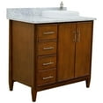 thumbnail image 5 of MCM 37" Single Solid Wood Vanity with Right Round Sink in Walnut/White, 5 of 12