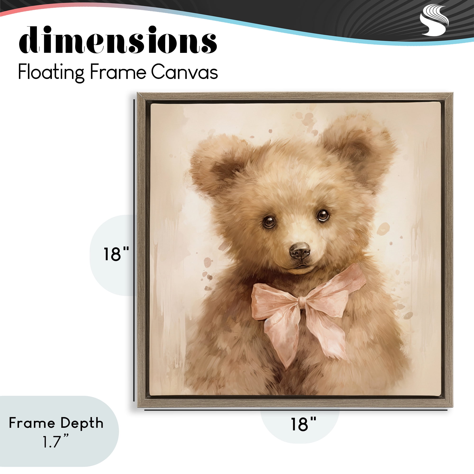 Stupell Industries Little Baby Bear Brown Framed Floater Canvas Wall Art, design by Tina LeCour
