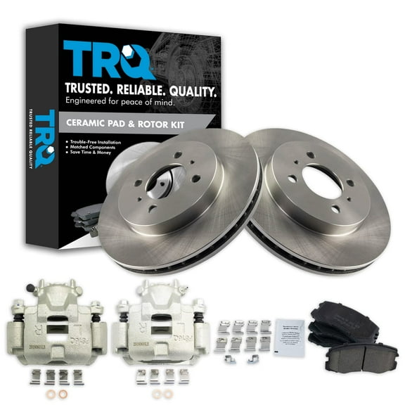 TRQ Front Ceramic Brake Pads & Rotors Kit Fits 2002-2007 Mitsubishi Lancer BKA19231