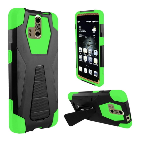 For ZTE Axon Pro A1P - HYBRID PC/SC Combo Cover w/ Kickstand - Blue HYBTB