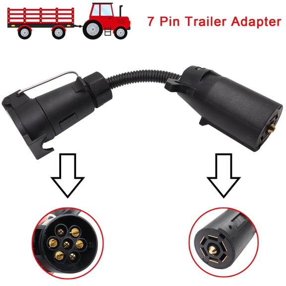 XUKEY 7 Way Blade to 7 Pin Round Trailer Adapter Plug Socket Wiring Connector RV Cars