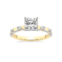 IGI Certified 2 Carat Cushion Shape Lab Grown Diamond Engagement Ring | 14K Yellow Gold | Majestic Love Diamond Accent Ring | FG-VS1-VS2 Quality Friendly Diamonds