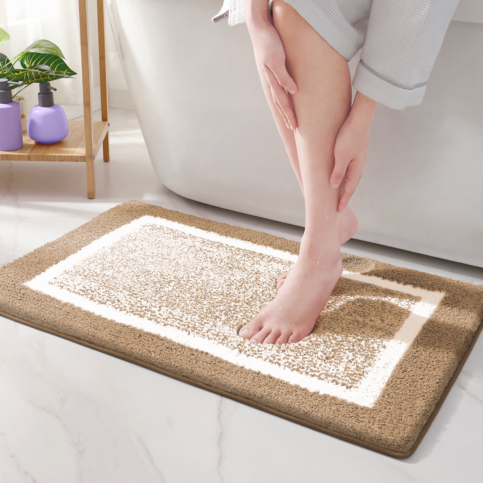 InterDesign iDry Microfiber Shower and Bath Mat for Bathroom Floor X-La Bronze 