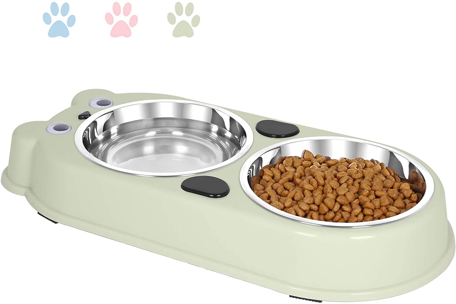 1 Set Dog Cat Bowls, Pet Water and Food Bowl Set with Automatic Dispenser  Bottle Detachable Stainless Steel for Small Dogs Cats-Random Color