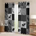 thumbnail image 2 of Homewish Safari Bear Deer Black Out Curtains,Jungle Animal Curtains Pack of 2 (42x63 Each),Gray White Plaid Bedroom Curtains For Teens,Ultra Soft Home Decor, 2 of 6