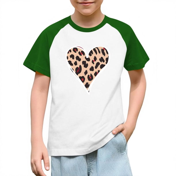 Blusas y camisas de manga corta con cuello redondo para niños y niñas, blusa de manga corta con estampado de cuello redondo