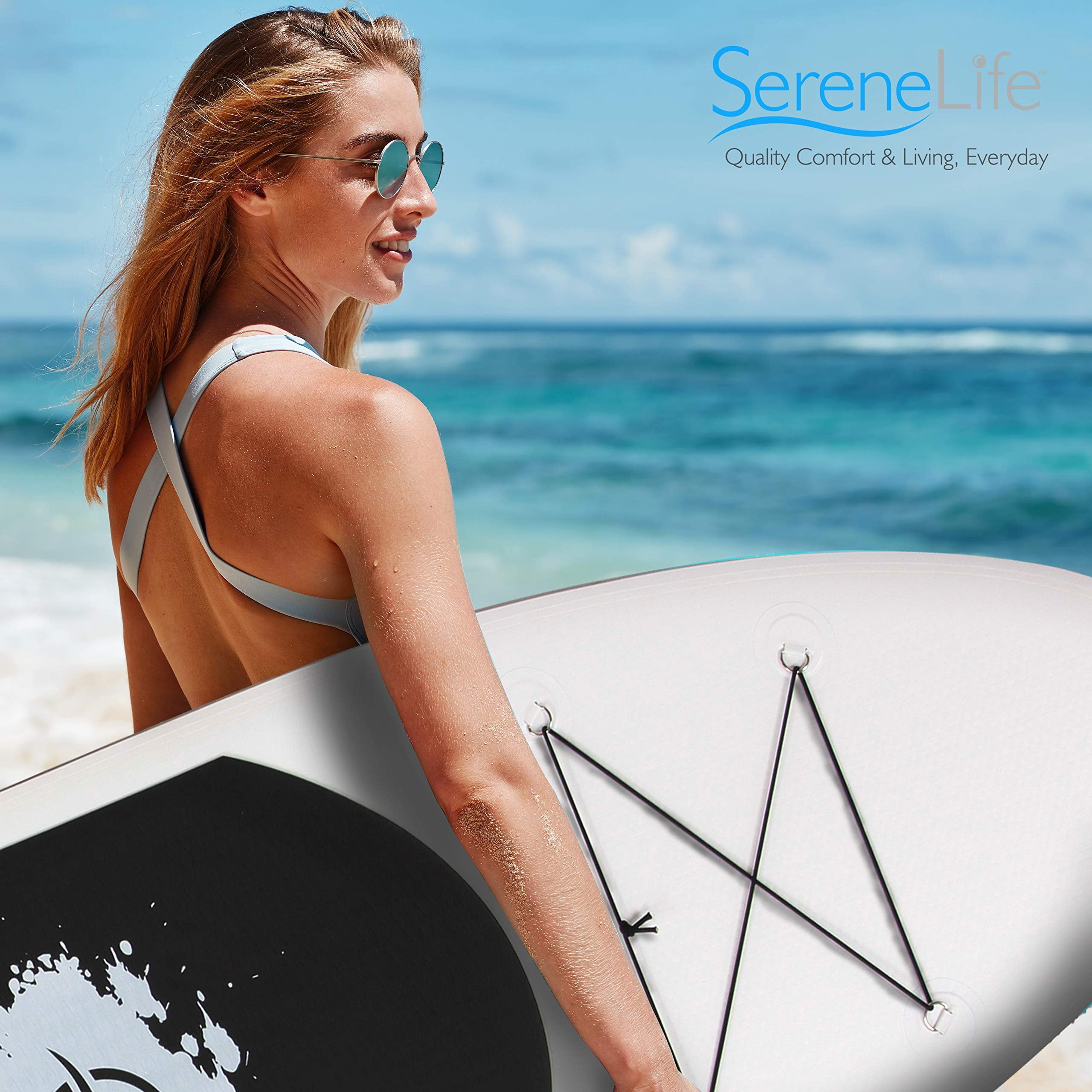SereneLife 11 Inflatable Stand Up Paddle Boards 2-Pack, Standup SUP Paddle Board with Manual Air Pump, Safety Leash, Paddleboard Repair Kit, Storage Bag - 275 lbs. Capacity