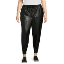 Dollhouse Junior's Young Adult Plus Vegan Sleek Stretch Leather Jogger Pants Reduced Clearance