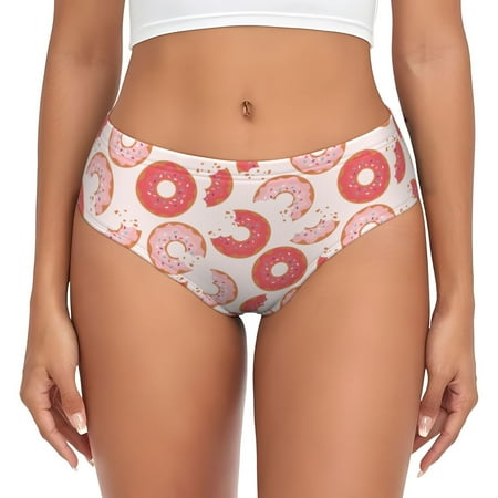 Donut Print Pink Womens Briefs Underwear  No Show Seamless Underwear for Women  Soft Stretch Women s Panties  Classic Hipster Panties Bikini Underwear Briefs for Ladies