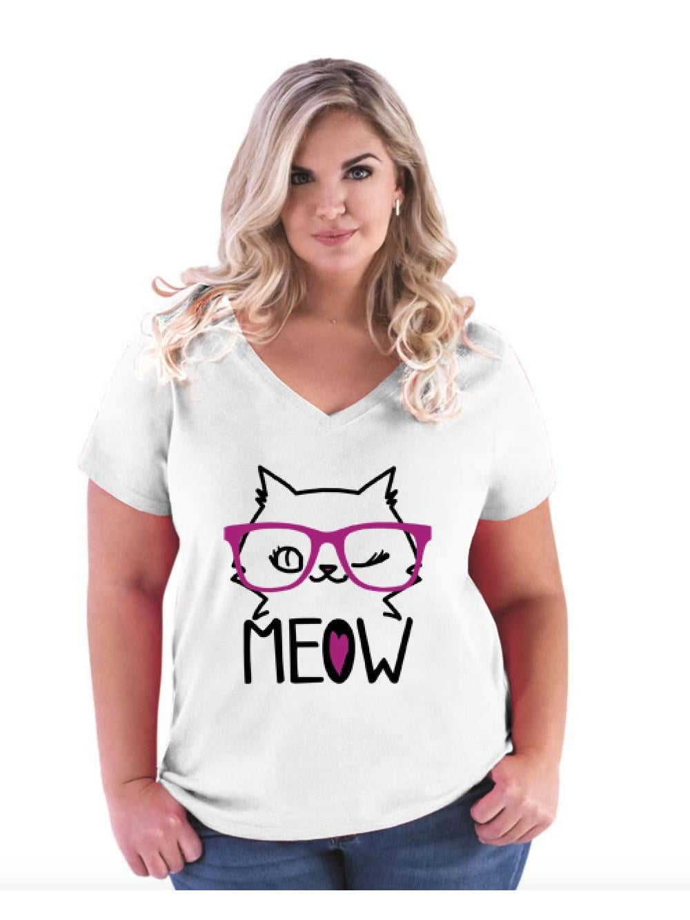 Mom's Favorite Womens and Womens Plus Size Meow Cute Cat Kitty Curvy