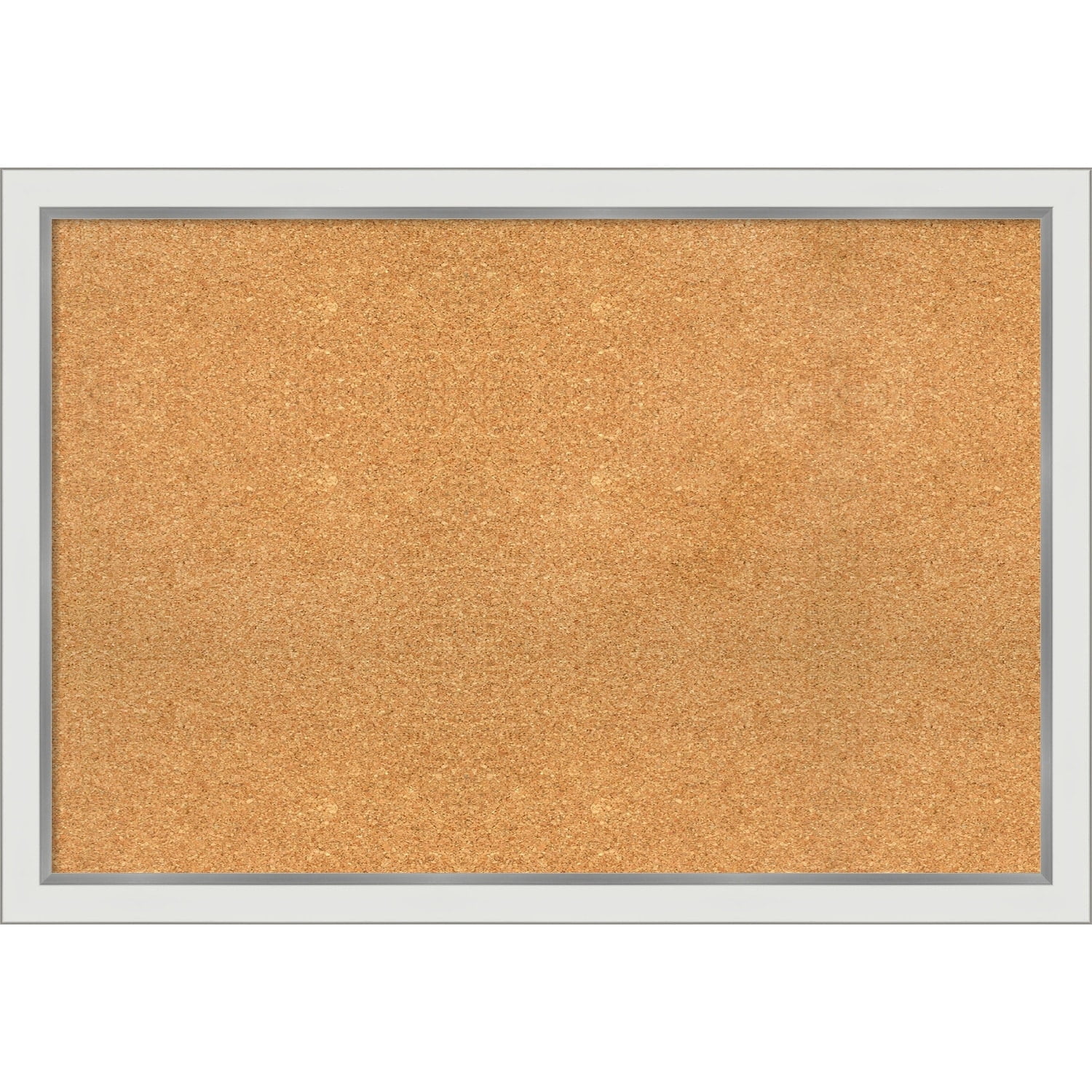 Amanti Art Natural Cork Board Framed Eva White Gold Narrow Bulletin Board 33 in. x 15 in.