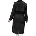 thumbnail image 5 of Double Breasted Women Solid Color Casual Long  Trench Coat with Belt, 5 of 6