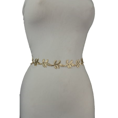 - New Women Fashion Belt Hip High Waist Gold Metal Chain Leaf Charm Leaves S M L