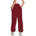 thumbnail image 5 of CaiJunJia Women's Cotton Stretch Sweatpants Baggy Wide Drawstring Straight Leg Pants with Pockets, 5 of 5
