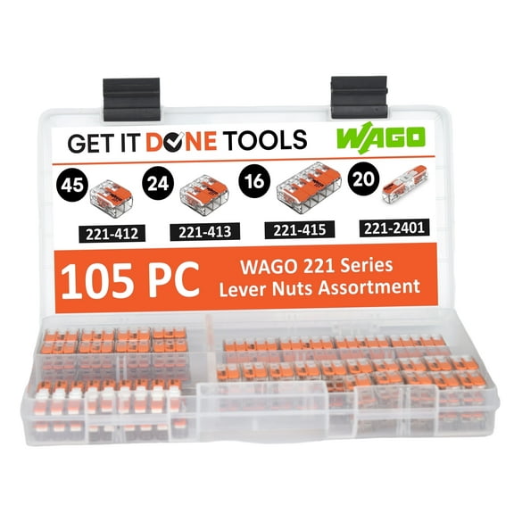 WAGO 221 Series 105pc Lever Nuts Wire Connector Assortment with Case