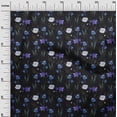 thumbnail image 3 of oneOone Polyester Spandex Medium Blue Fabric Floral Retro Sewing Craft Projects Fabric Prints By Yard 56 Inch Wide, 3 of 5