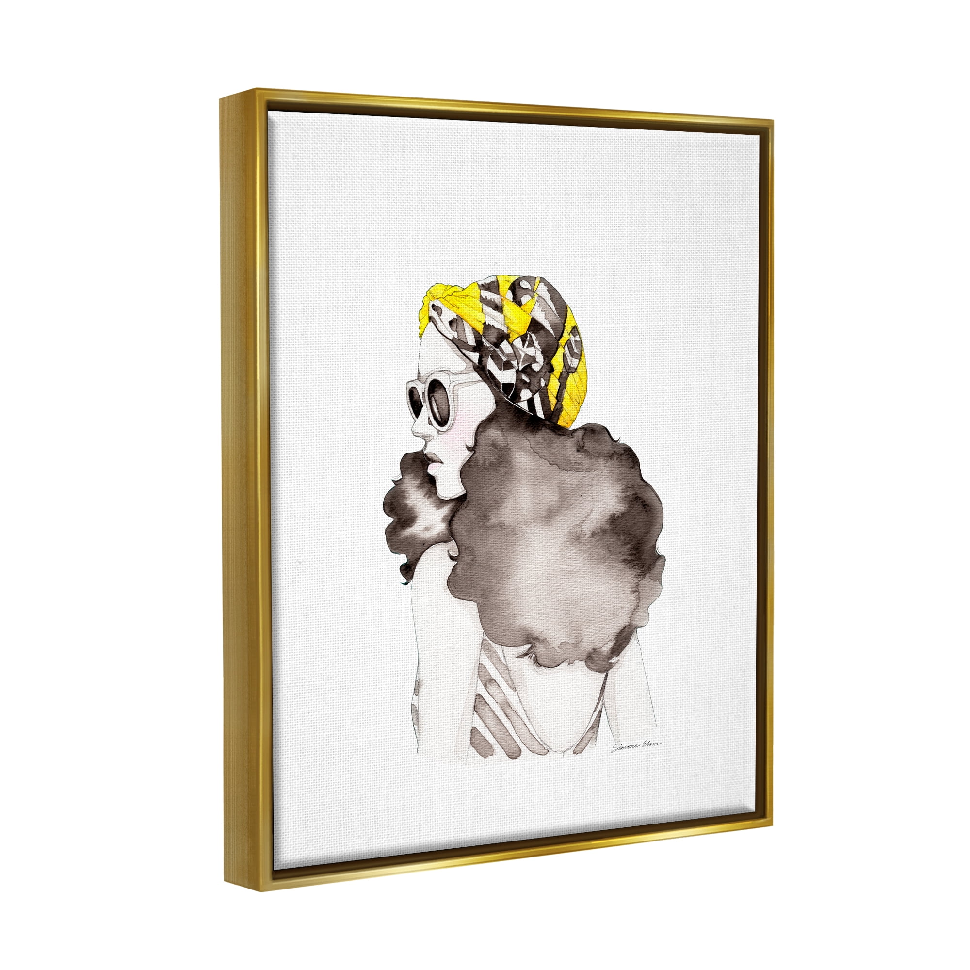 Stupell Industries Vintage Style Woman Beauty & Fashion Painting Gold Floater Framed Art Print Wall Art, 25 x 31