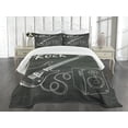 thumbnail image 3 of Ambesonne Guitar Quilted Bedspread Set 3 Pcs, Love Rock Music Sketch, Queen Size, Charcoal Grey White, 3 of 5