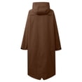 thumbnail image 7 of Womens Long Raincoats Rain Jacket Waterproof Packable Hooded Windbreaker Coffee XL, 7 of 7