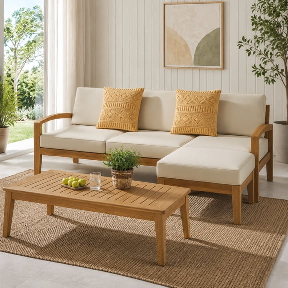 Dokea Outdoor Sofas L Shape 3pcs Acacia Wood