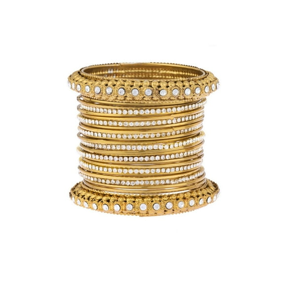Efulgenz Boho Vintage Antique Gypsy Tribal Indian Oxidized Gold Plated Crystal Bracelets Bangle Set Jewelry
