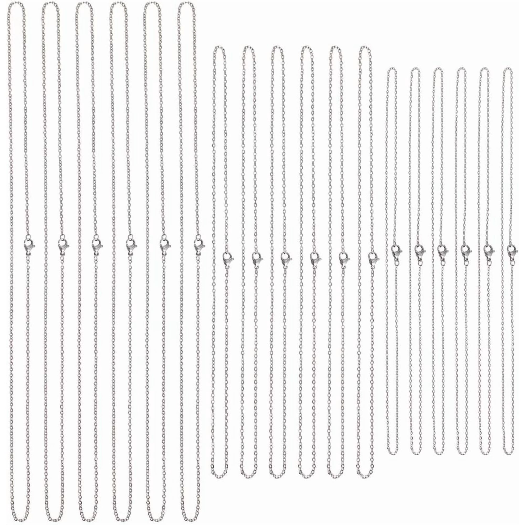 30 Pcs 304 Stainless Steel Chain 3 Styles Bulk Necklace Chain Jewelry Making Silver Chain Cable Chain Necklaces Set for Beadable Necklace Making 17.72~23.6 inch DIY Stainless Steel Color