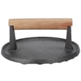 thumbnail image 1 of LYUMO BBQ Press,Round BBQ Tool Cast Iron Wooden Handle Steak Press Grill Roast Fried Meat Pressure Tool, 1 of 8