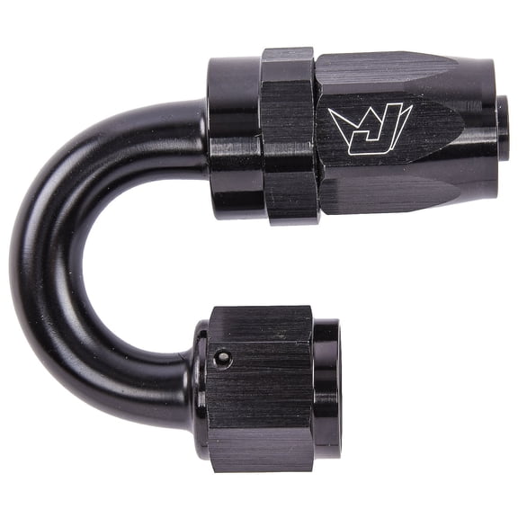 JEGS AN 180-Degree Max Flow Swivel Hose End [-8 AN Female to -8 AN Hose, Black]