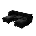 thumbnail image 5 of 96.5" Sectional Couch for Living Room, Upholstered Soft Chenille Fabric Sofa with Storage, 3-Seater with Two Ottomans U Shape Sofa (Black), 5 of 10