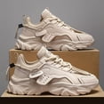 thumbnail image 4 of Men's/Women's White Chunky Platform Dad Sneakers, Deconstructed Style Fashion Athletic Shoes, Non-Slip Breathable Casual Walking Shoes for Daily Wear, 4 of 9