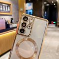 thumbnail image 4 of for Samsung Galaxy S21 Ultra Case Magnetic Clear with Camera Lens Protector Full Protection MagSafe Electroplated Silicone Slim Fit Shockproof Protective Phone Case 6.8 Inch - Gold, 4 of 13
