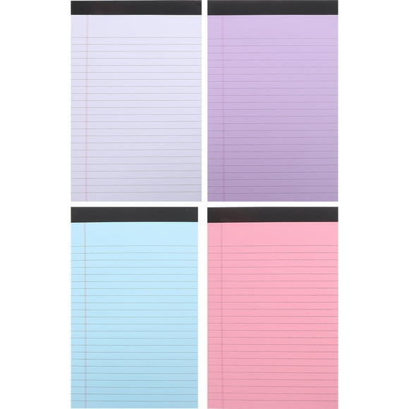 4 blocs de notas legales, cuadernos de escritura de colores, cuaderno de papel rayado, bloc de notas para la escuela, universidad, oficina, collage de negocios, cuadernos con rayas