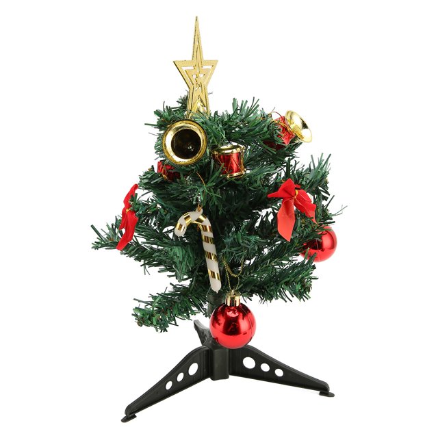 Fyearfly Árbol de Navidad de Mesa, 30 cm Árbol de Navidad de Mesa Mini Artificial DIY Ligero Decoraciones navideñas vívidas con Estrellas Bowknots Campanas