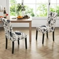 thumbnail image 2 of Costway Set of 2 Tufted Dining Chair Parsons Upholstered Fabric Chair with Wooden Legs White&Black, 2 of 9