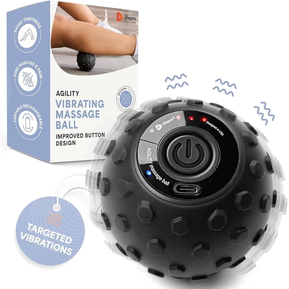 LifePro Agility Vibrating Massage Ball - 4-Speed Peanut Roller for Muscle Recovery, Mobility & Relaxation - Black