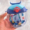 thumbnail image 1 of Children‘s Donut Plastic Kettle Rope Pupils Cup Cute  Kindergarten Drinking Straw Cup Blue, 1 of 8