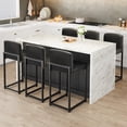 thumbnail image 2 of Modern Bar Stools Set of 2, 24.8" Upholstered Counter Stools with Backrest, Faux Leather Bar Chairs for Kitchen Island, Breakfast Bar, 2 of 9