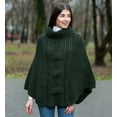 thumbnail image 2 of SAOL Aran Cable Cowlneck Poncho 100% Premium Merino Wool Irish Cape from Ireland, 2 of 4