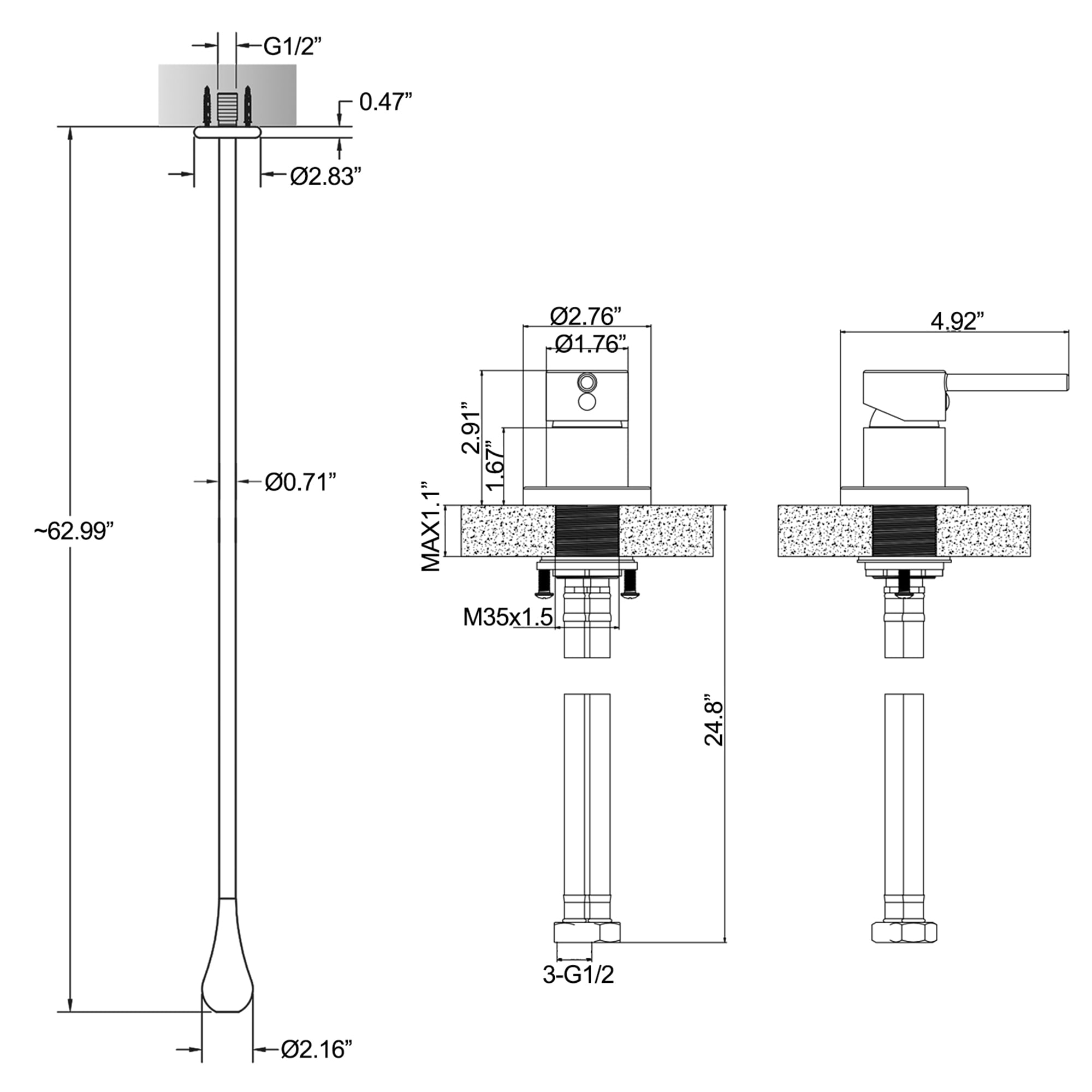 Hang Ceiling Mounted Bathroom Faucet, Ceiling Basin Faucet with Water Drop Design Taps Mixer