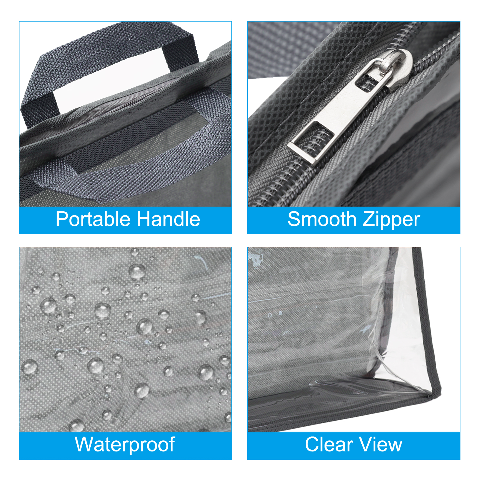 Unique Bargains Handbag Dust Bags Clear Storage Organizer Dustproof Cover Gray M