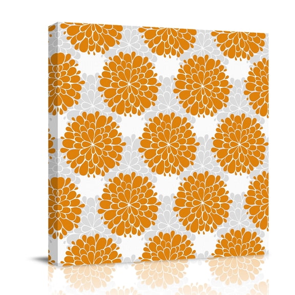 Abstract Dahlia Canvas Wall Art for Living Room, Vintage Orange Country Farmhouse Classic Poster Print Painting for Bedroom Office Home Decoration Wall Pictures Prepare To Hang 8"x8"