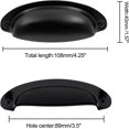 thumbnail image 5 of Yoohey 8Pack 3.5" Hole Center Vintage Farmhouse Style Pulls Cup Pull Handles, Flat Bronze Cabinet Cup Pulls for Cabinet Dresser Drawer Bin, Black, 5 of 13