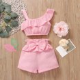 thumbnail image 3 of Vedolay Girl Shorts Tracksuit Girl's 2 Piece Outfits Short Sleeve Crop Top and Leopard Print Shorts Set,Pink 12-18 Months, 3 of 4