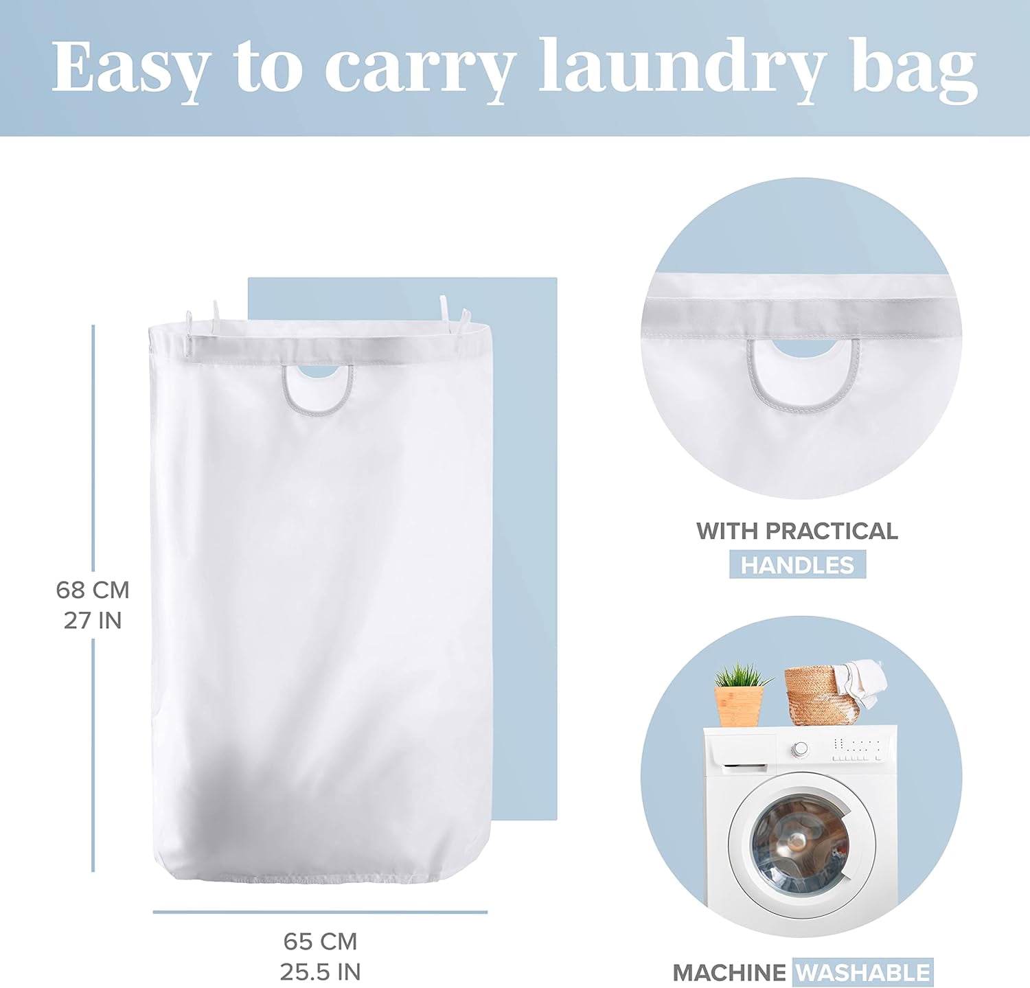 Lonbet Adult Fabric Laundry Basket Hamper with Lid, Light Grey