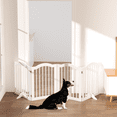 thumbnail image 3 of Puerta para mascotas independiente de 27,6 pulgadas de altura, 4 puertas para perros plegables, valla de Seguridad plegable de madera maciza, puerta para perros de madera con 2 pies de apoyo, 3 of 5