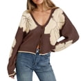 thumbnail image 5 of JUUNthy Womens Cardigan Sweater, Floral Knit V Neck Long Sleeve Casual Loose Cropped Sweater Outerwear Orange M, 5 of 11